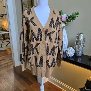 Michael Kors MK Logo Cardigan Brown/Black Size S (Oversized fit)